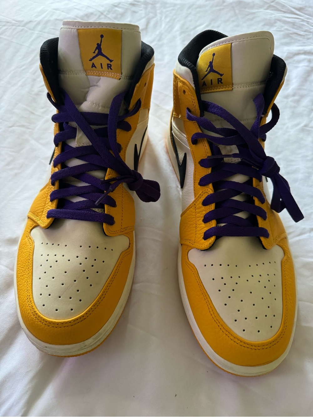 Jordan High-Top Sneakers - Yellow, Purple & White